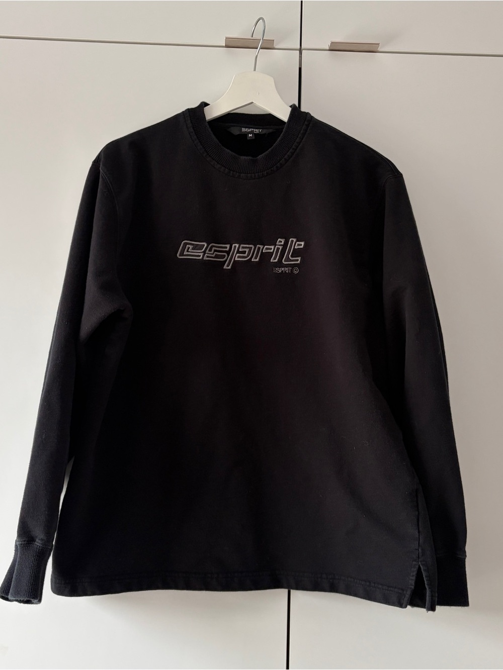 Y2K Esprit Black Embroidered Logo Crewneck